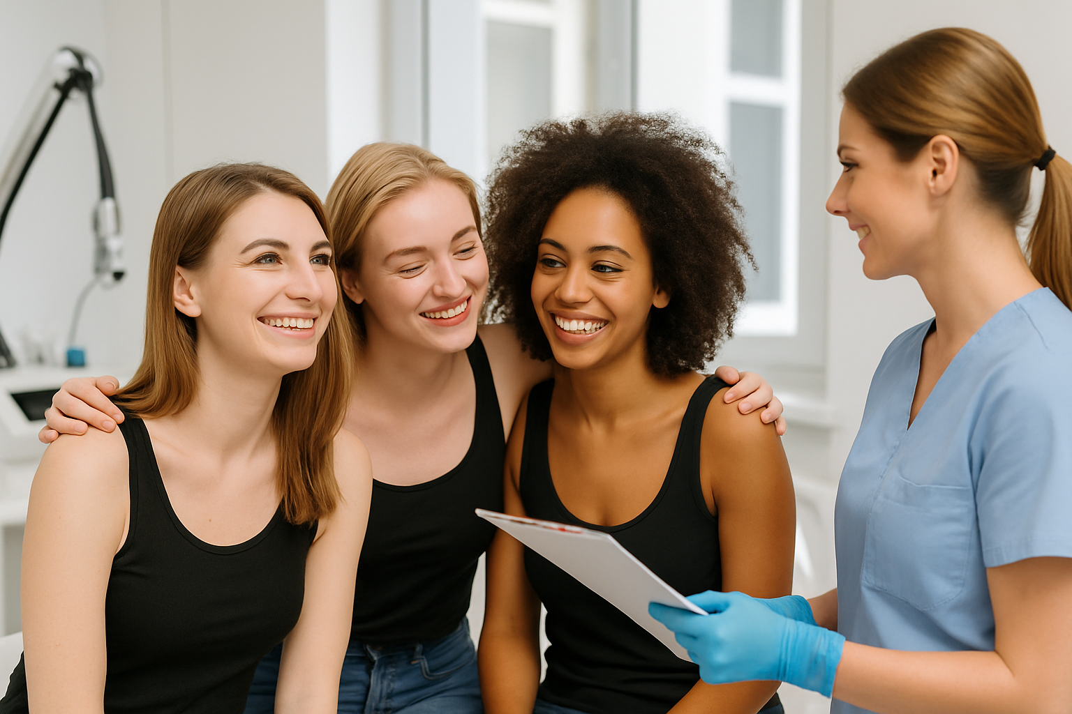 Clientas satisfechas en Clínicas DH tras sus tratamientos estéticos